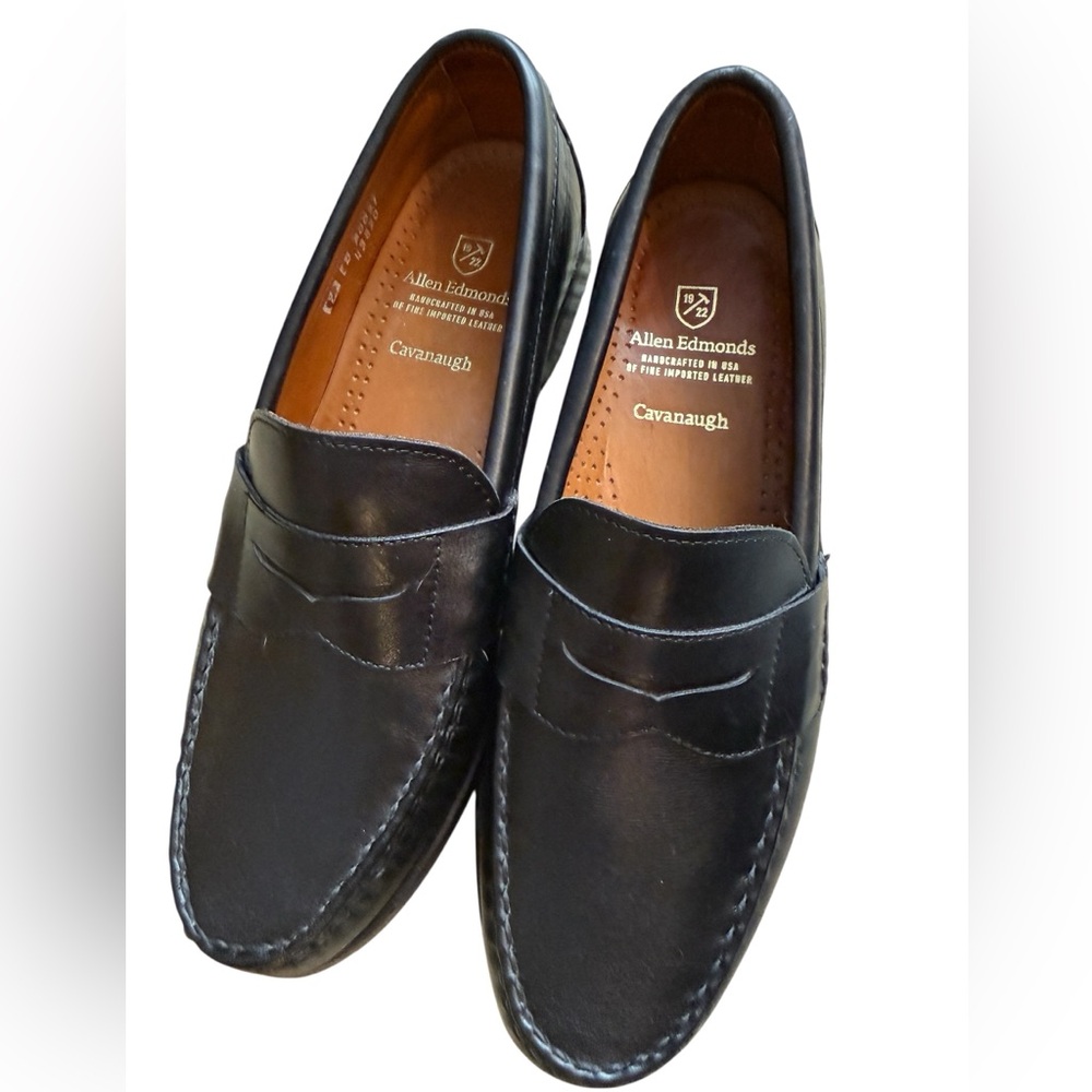 Allen Edmonds Cavanaugh fine imported leather Classic Black Loafers men 9 - Picture 2 of 12